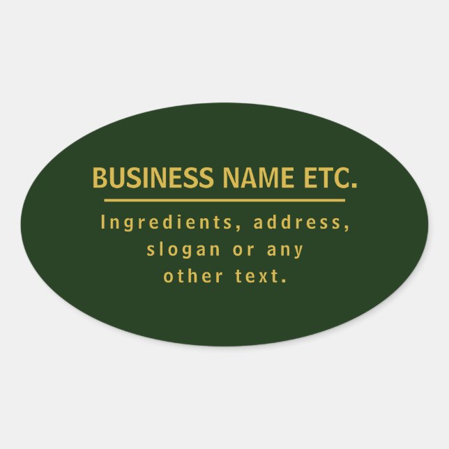 Gold & Dark Green Multi-Purpose Oval Sticker (Front)