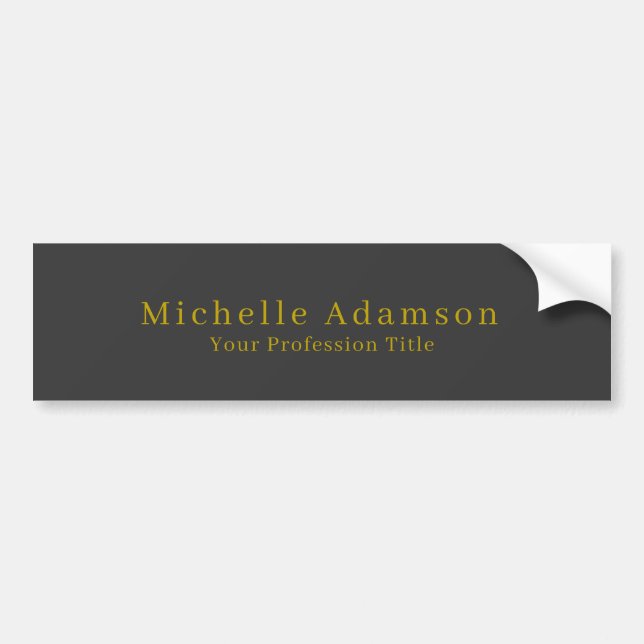 Gold & Dark Grey Black Professional Plain Modern Bumper Sticker (Front)
