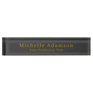 Gold & Dark Grey Black Professional Plain Modern Nameplate