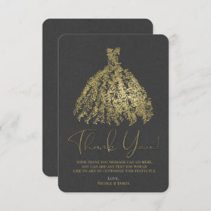 Gold & Dark Grey Botanical Dress Thank You Invitation