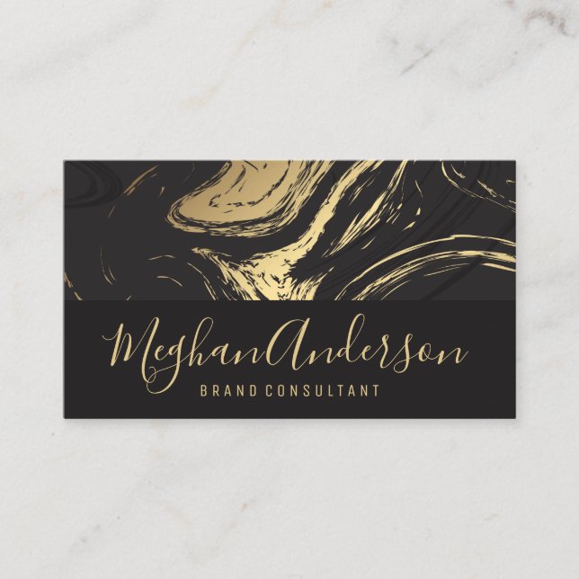 Gold Dark Grey Marble | Executive Signature Series Business Card (Front)