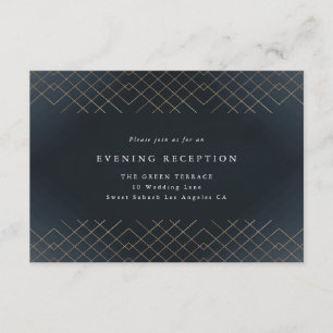 Gold Dark Navy Elegance Diamond Geo Deco Wedding Enclosure Card