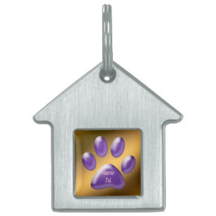 Gold Dark Purple Dog Pet ID tag