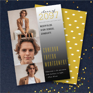 Gold Dark To Light Quote 3 Photo Modern Graduation Announcement
