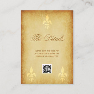 Gold de luxe French style fleur de lis details QR Enclosure Card
