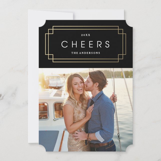 Gold Deco Holiday Card (Front)