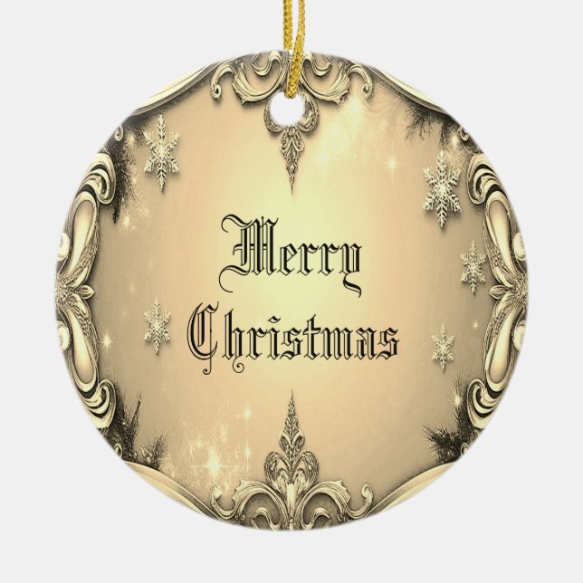 Gold Decorative Christmas Holiday Ornament (Front)