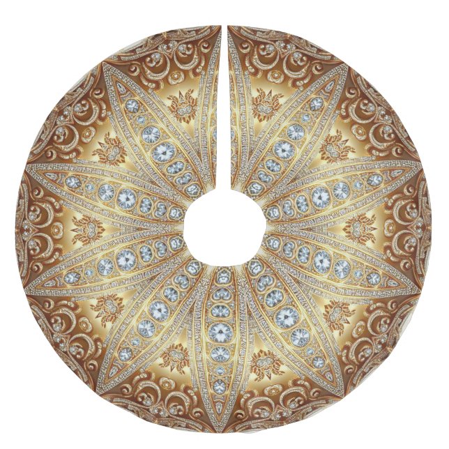 Gold Decorative Christmas Tree Skirt (Front)
