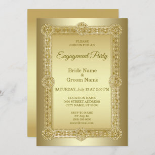 Gold Decorative Engagement Invitation