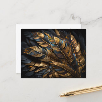 Gold Decorative Feathers Postcard