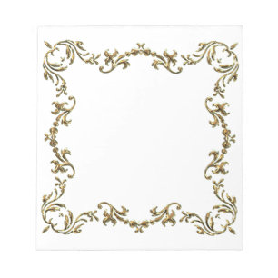 Gold Decorative Floral Border Notepad