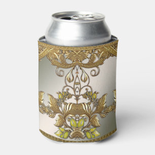 Gold Decorative Floral Wedding Favour Can Cooler