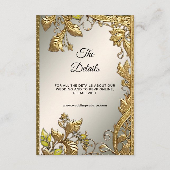 Gold Decorative Florl Detail Enclosure Card (Front)