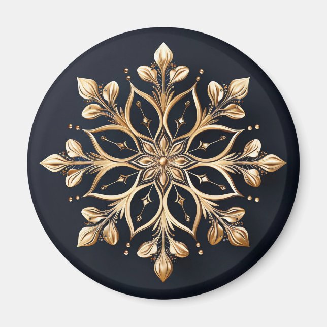 Gold Decorative Flower Holiday Magnet (Front)