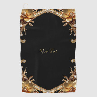 Gold Decorative Flowers Golf Towel