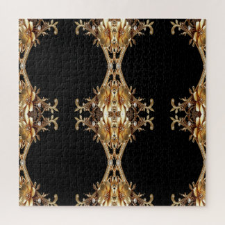 Gold Decorative Flowers Jigsaw Puzzle