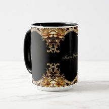 Gold Decorative Flowers Mug