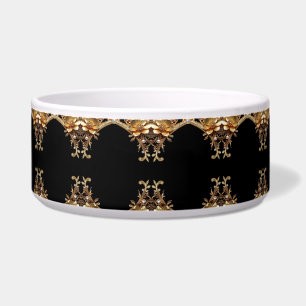 Gold Decorative Flowers Pet Bowl