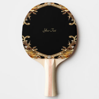 Gold Decorative Flowers Ping Pong Paddle