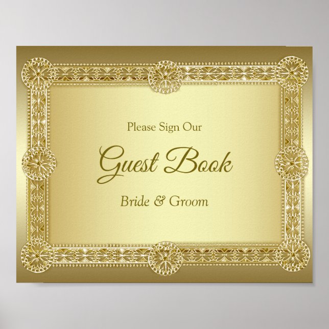 Gold Decorative Guest Book Sign (Front)