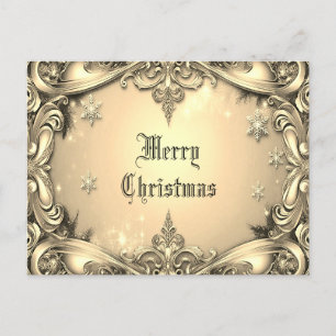 Gold Decorative Holiday Christmas Postcard