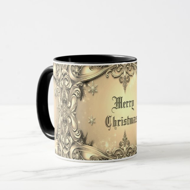 Gold Decorative Holiday Mug (Front Left)