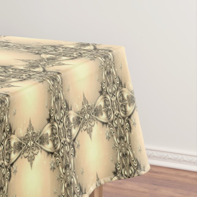 Gold Decorative Holiday Tablecloth (In Situ)