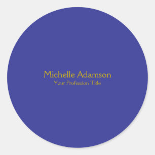 Gold & Deep Blue Color Professional Plain Modern Classic Round Sticker