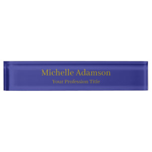 Gold & Deep Blue Color Professional Plain Modern Nameplate