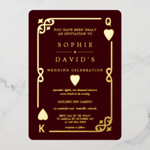 Gold Deep Burgundy Casino Vegas Poker Wedding
