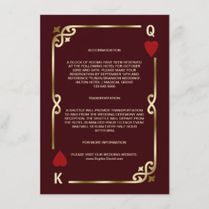 Gold Deep Burgundy Casino Vegas Wedding Details Enclosure Card
