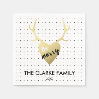 Gold Deer Antlers | Holiday Paper Napkins