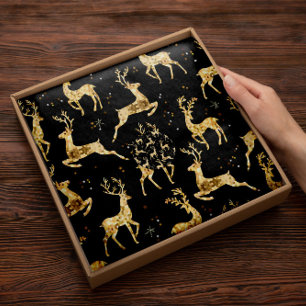 Gold Deer Christmas Holiday Tissue Paper