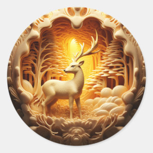 Gold Deer Christmas Sticker