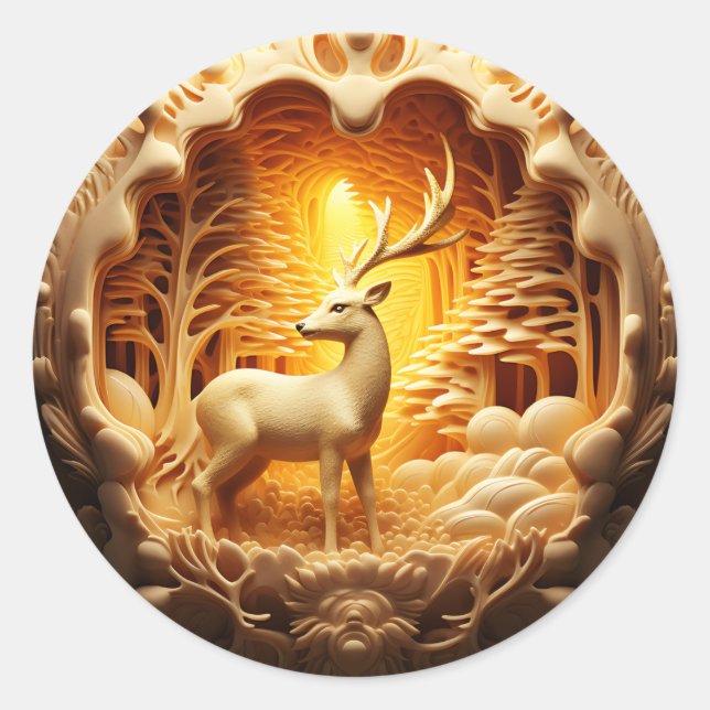 Gold Deer Christmas Sticker (Front)