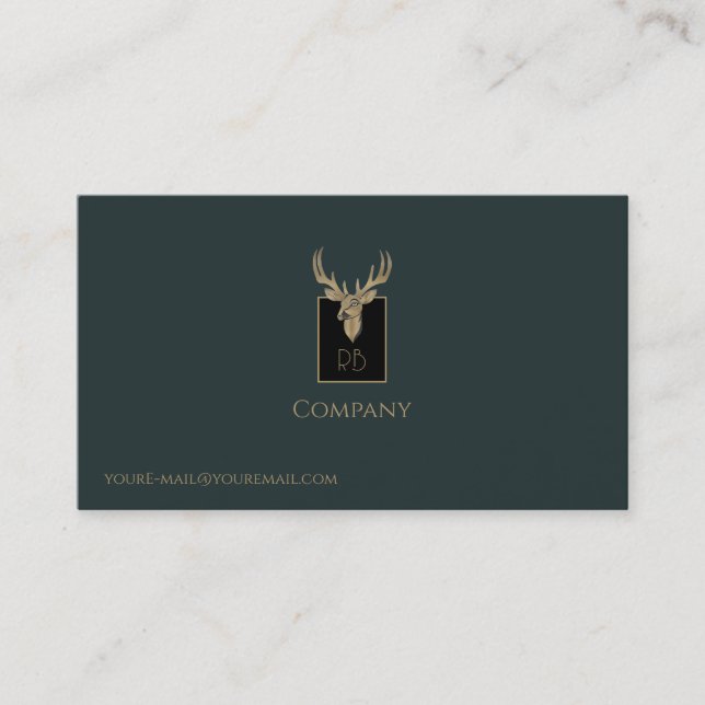 Gold Deer Head Business Card (Front)