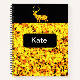 Gold Deer Splattered Paint  Notebook
