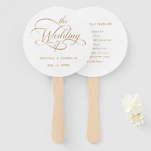 Gold Delicate Elegant Wedding Timeline Hand Fan