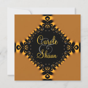 Gold Delicate Lace Wedding Invitation