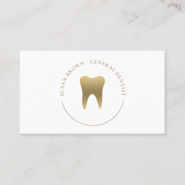 Gold Dental Logo Business Card (Front)