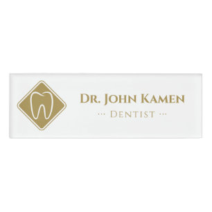 Gold Dentist Lucky Teeth Name Tag