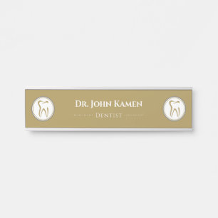Gold Dentist Teeth Door Sign