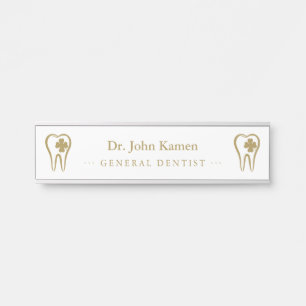Gold Dentist Teeth Door Sign