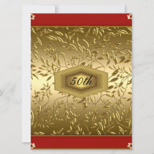 Gold  design 50th Birthday Anniversary Party Invitation
