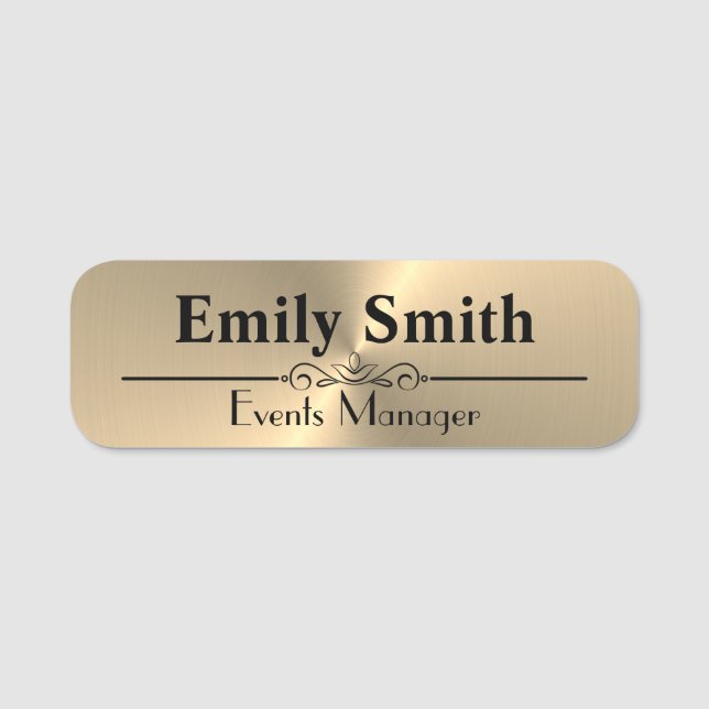 Gold Design Custom Magnetic Name Badge (Front)
