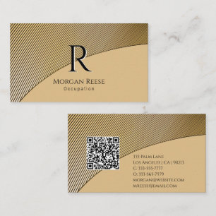 Gold Design, Name & Monogram, QR code Business Card
