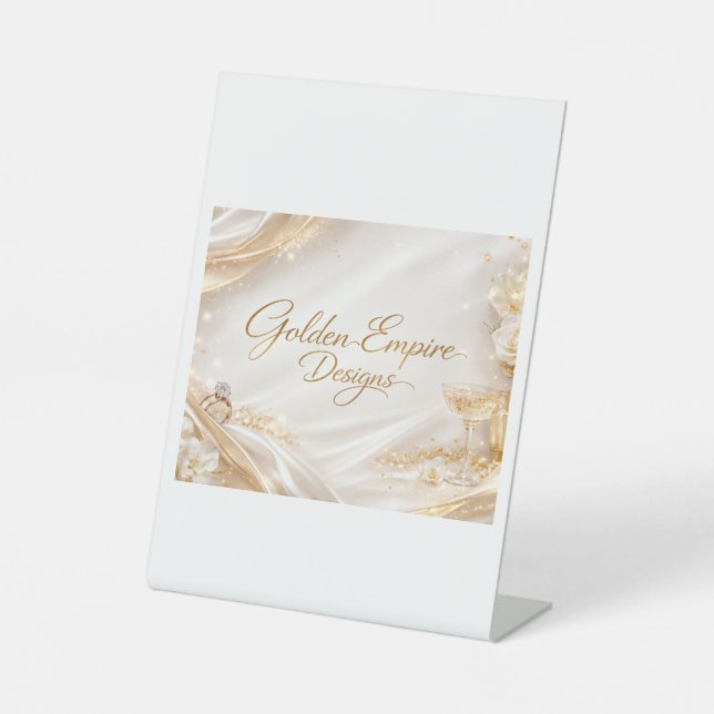 Gold designed centerpiece pedestal sign (Front)
