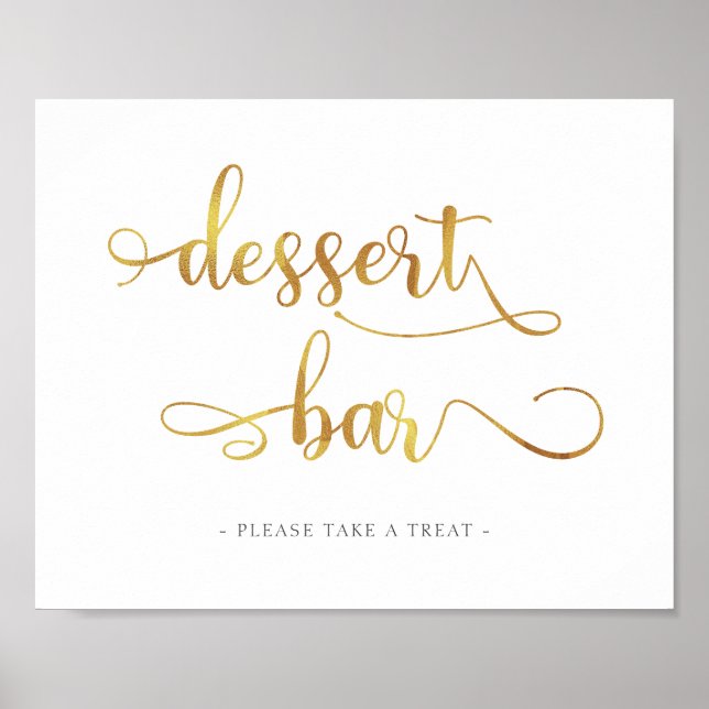 Gold Dessert Bar Calligraphy Simple Wedding Sign (Front)