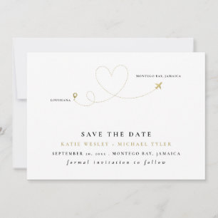 Gold Destination Wedding Save the Date Invitation