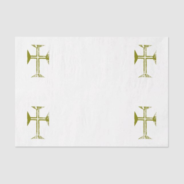 Gold Destroyed-Look Byzantine Cross Tissue Paper (Front)
